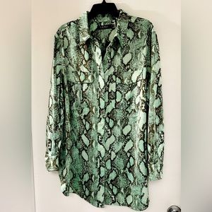 NWT  Ralph Lauren Mint Snake Print Blouse 2X